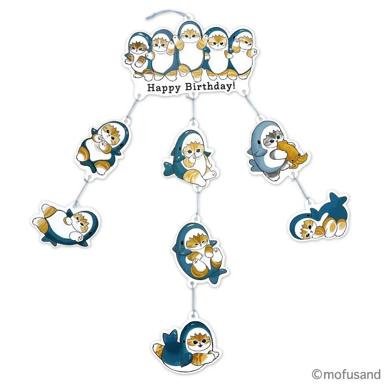 Mofusand｜生日賀卡｜ 鯊魚貓 「Happy Birthday」吊掛裝飾