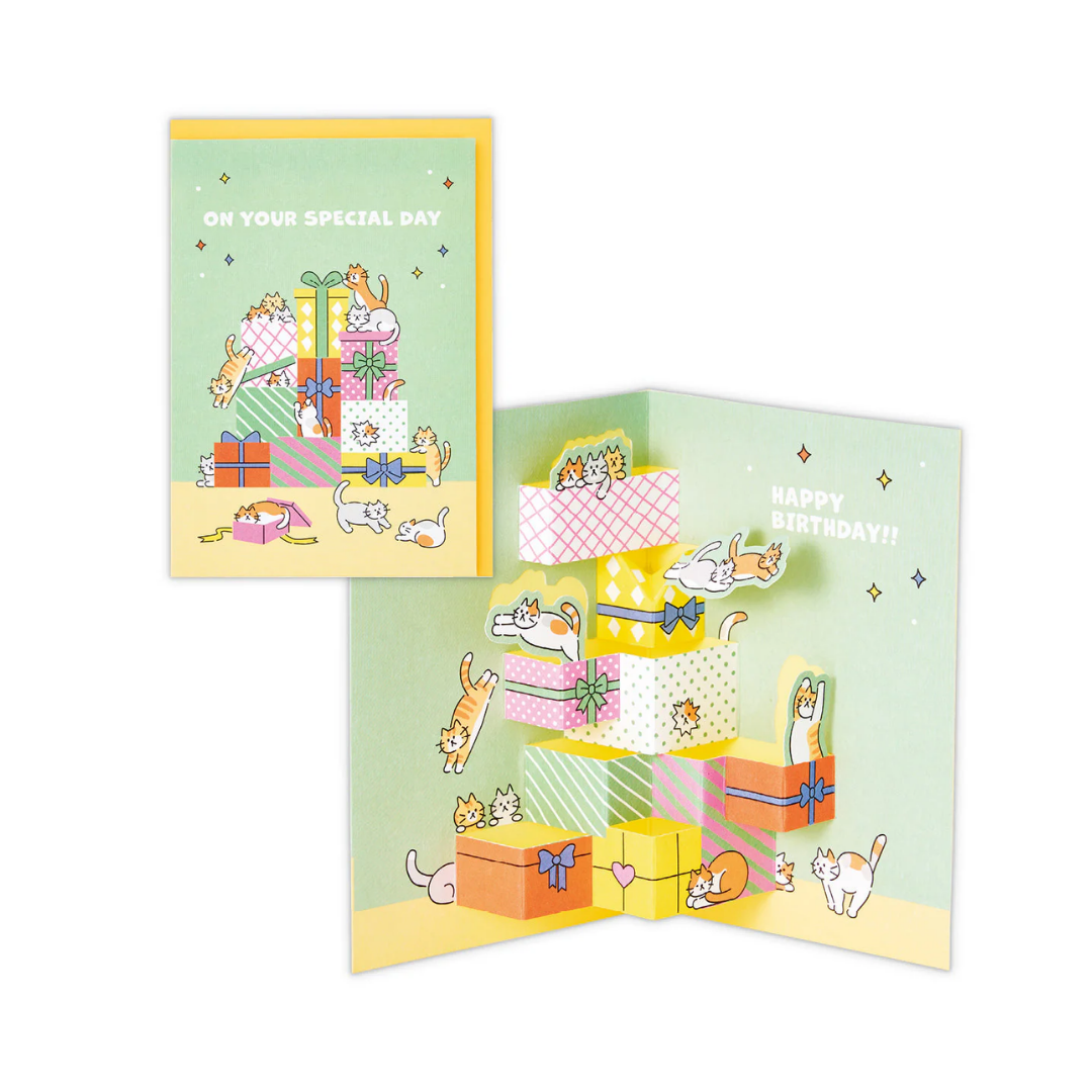 生日賀卡｜小貓立體卡