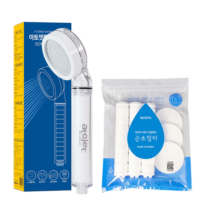 韓國ATOJET｜韓國製花灑｜抗菌節水｜家用過濾蓮蓬頭＋濾芯【套裝】