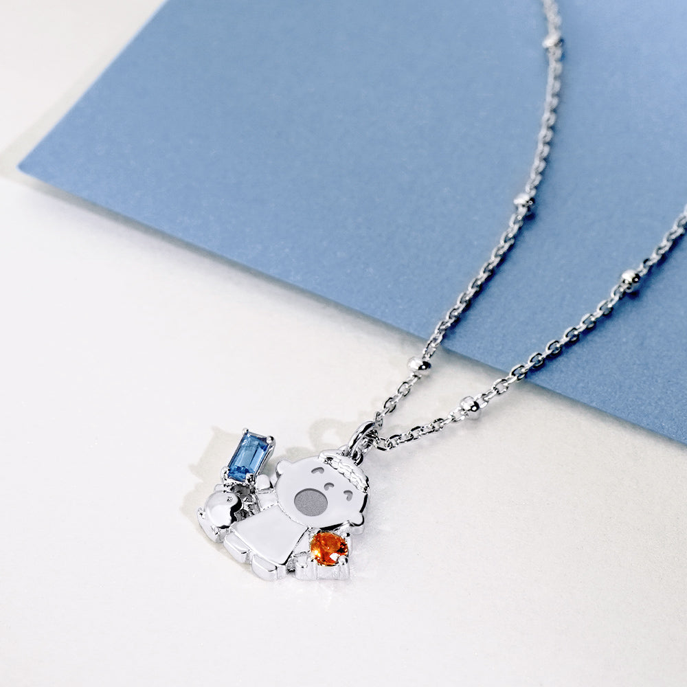 台灣 STORY ACCESSORY 故事銀飾 | Minna No Tabo經典系列 大寶與狗狗晶鑽純銀項鍊