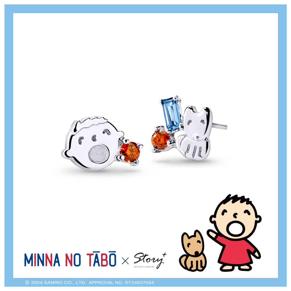 台灣 STORY ACCESSORY 故事銀飾 | Minna No Tabo經典系列 大寶與狗狗晶鑽純銀耳環