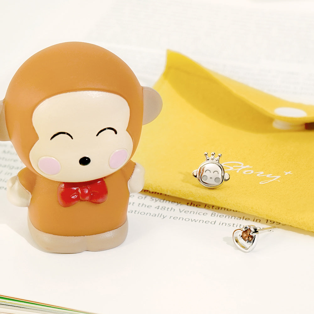 台灣 STORY ACCESSORY 故事銀飾 |Osaru no monkichi經典系列 My love淘氣猴晶鑽純銀耳環