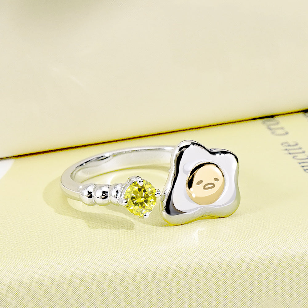 台灣 STORY ACCESSORY 故事銀飾 | Gudetama 經典系列 溏心荷包蛋晶鑽純銀戒指