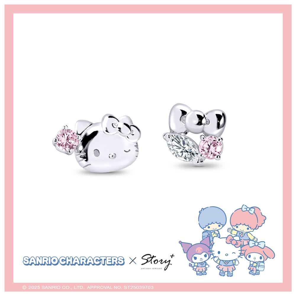 台灣 STORY ACCESSORY 故事銀飾 | HelloKitty 學院Mix系列 晶鑽純銀耳環