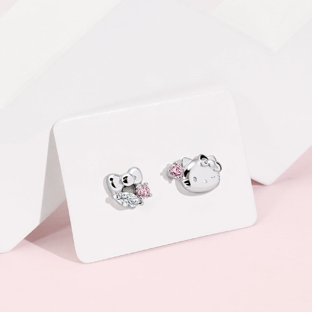 台灣 STORY ACCESSORY 故事銀飾 | HelloKitty 學院Mix系列 晶鑽純銀耳環