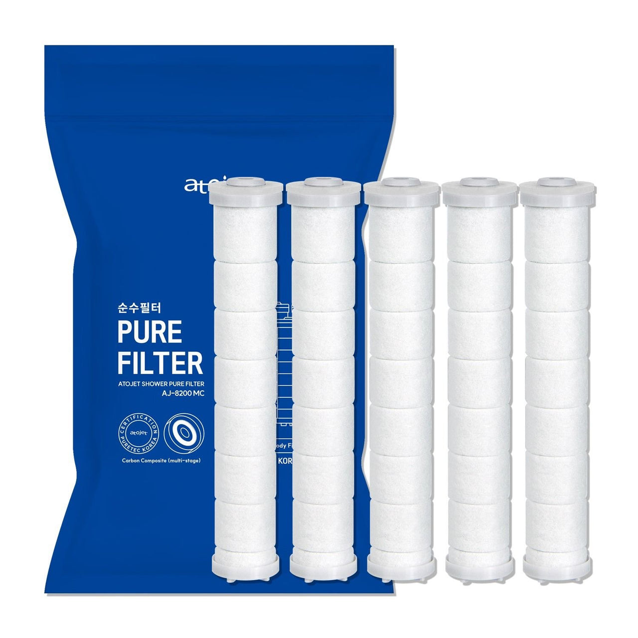 韓國ATOJET｜韓國製花灑｜抗菌節水｜5支碳複合濾芯（家用蓮蓬頭適用）