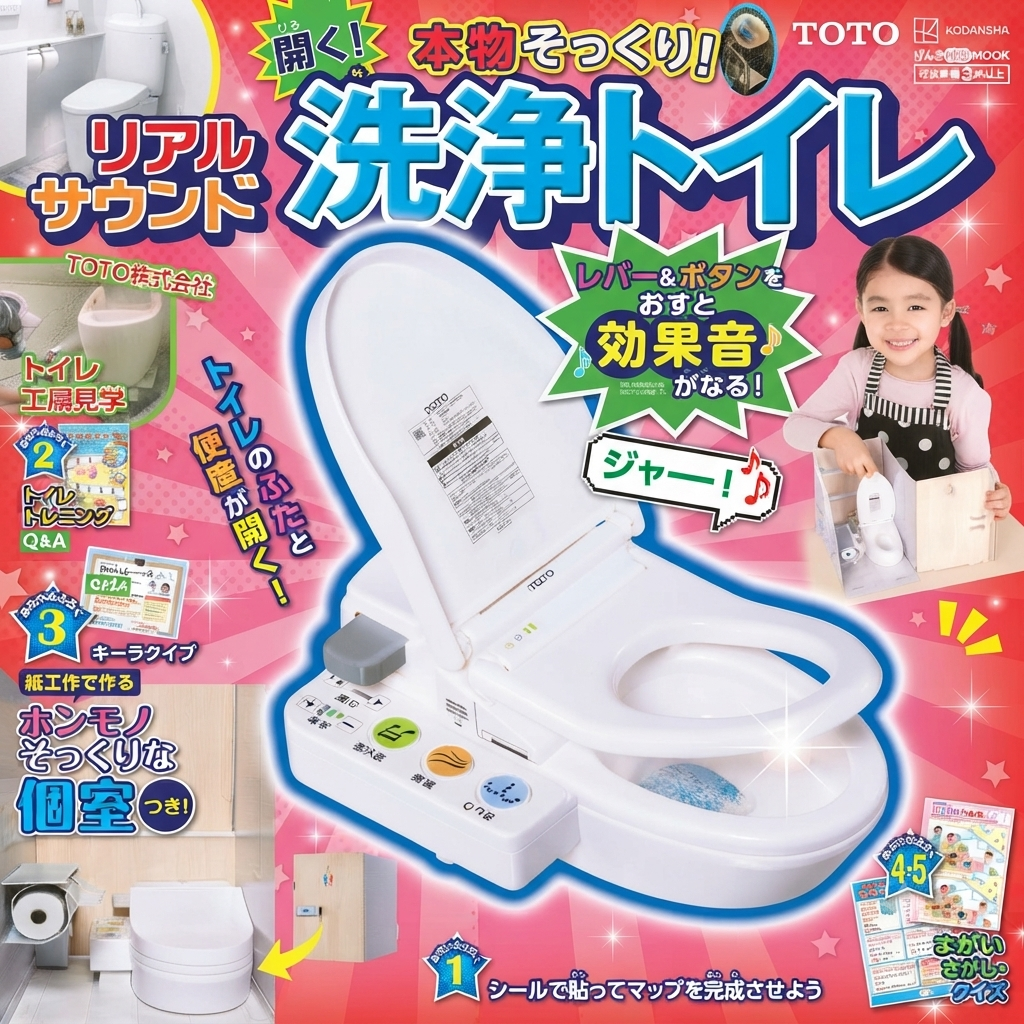 Genki Real MOOK | Flushing sound! Can open! Realistic toilet model