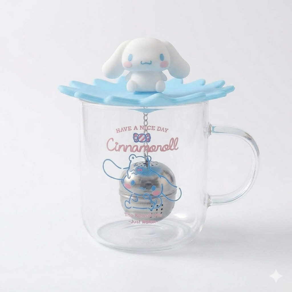 Sanrio｜Cinnamoroll 360ml 玻璃杯（附杯蓋及茶隔）