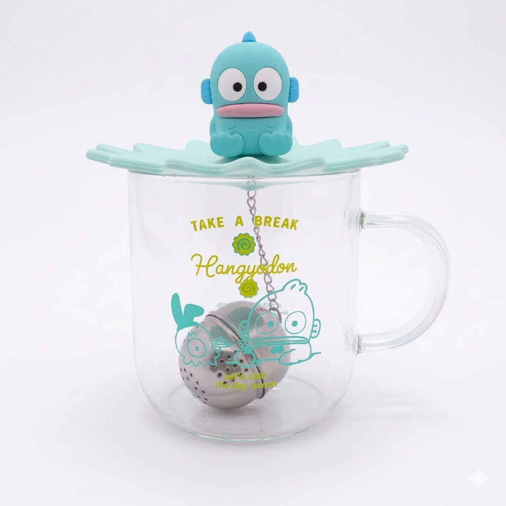 Sanrio｜Hangyodon 360ml 玻璃杯（附杯蓋及茶隔）
