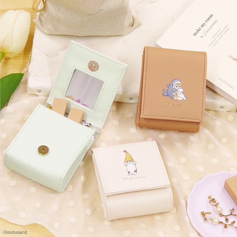 Mofusand｜隨身小型皮革化妝袋（內附小鏡子）