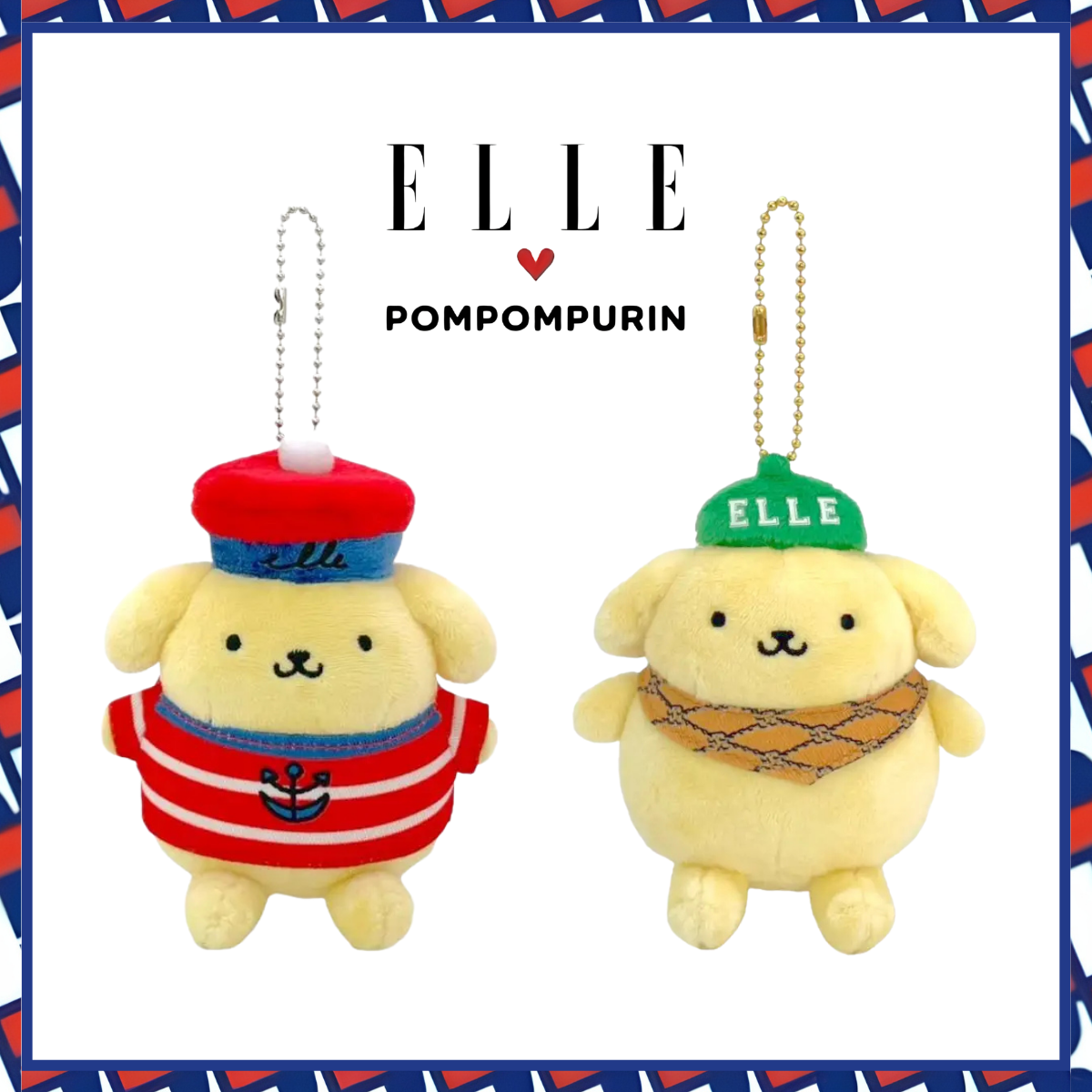 【早鳥預購85折】Sanrio｜ELLE x Pompompurin 布丁狗 聯乘公仔掛飾