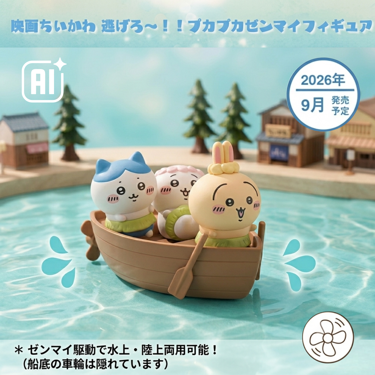 Chiikawaちいかわ｜人魚島的秘密｜逃跑吧！漂浮上鍊模型