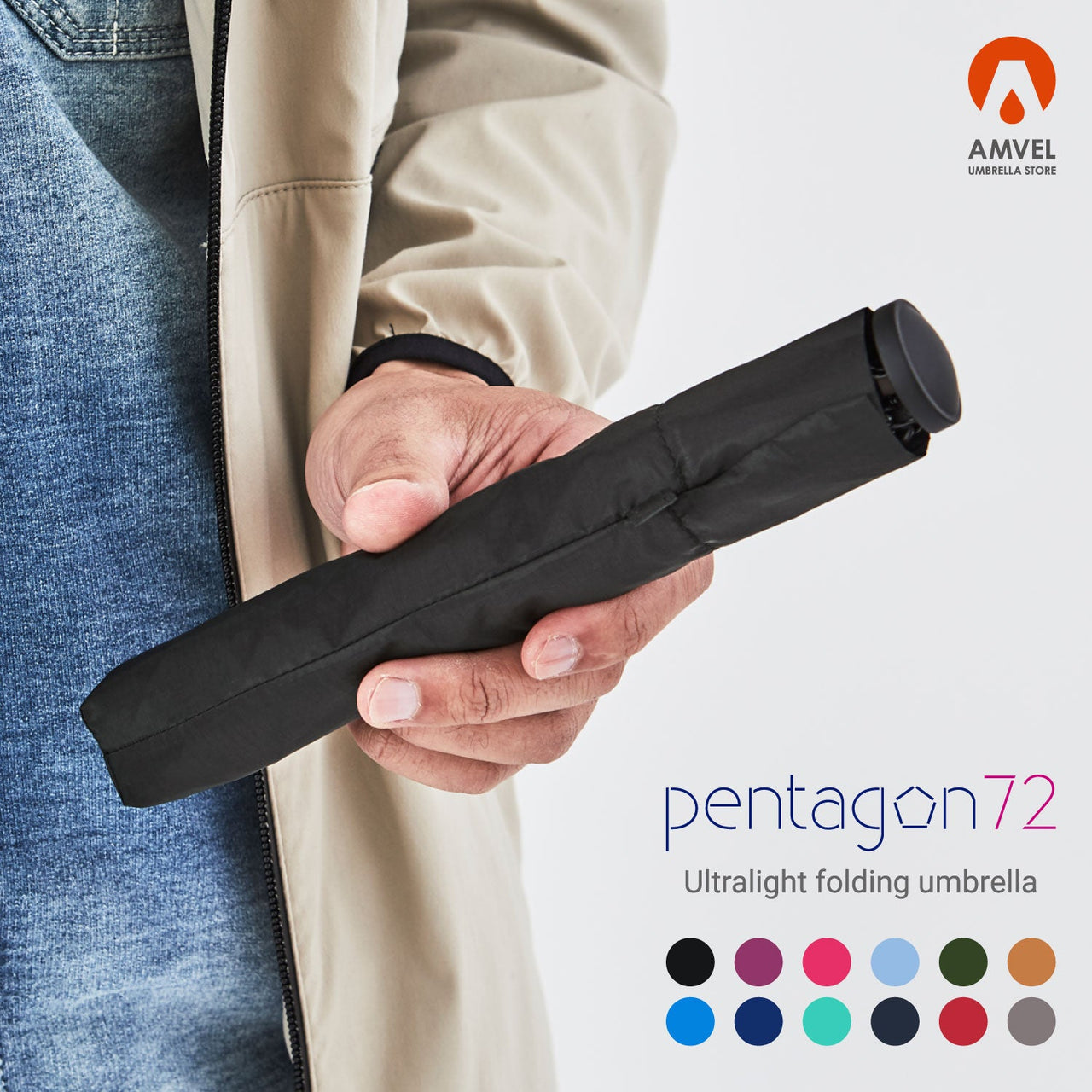 【現貨】日本Amvel｜極輕｜速乾｜Pentagon72 極輕手動雨傘